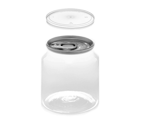 Банка ПЭТ 65*200мл, с алюминиевой (easy open) и полимерной крышками  Банка ПЭТ 65*200мл, с алюминиевой (easy open) и полимерной крышками