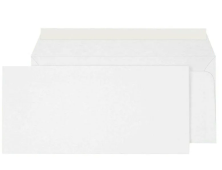 Конверт для писем чистый белый 110х220мм 
