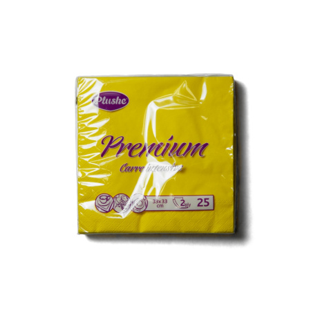Салфетки бумажные 2сл 25л (33х33см) Plushe Premium Сarre Желтый Интенсив 
