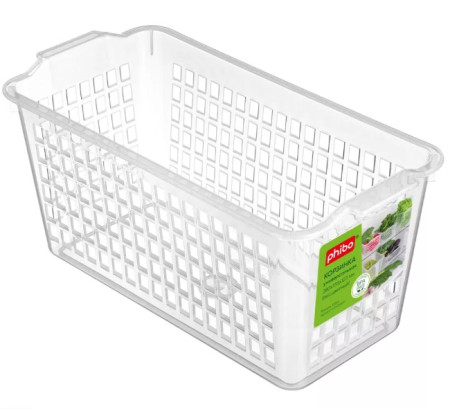 Корзинка универсальная PHIBO, 280х135х123мм, 3,2л, Прозрачная  Корзинка универсальная PHIBO, 280х135х123мм, 3,2л, Прозрачная