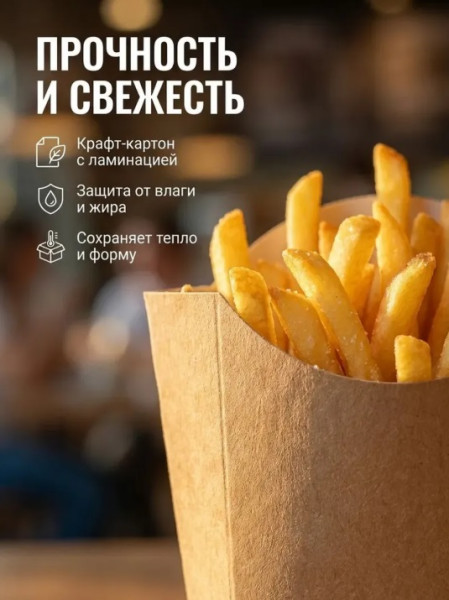 Короб бумажный под фри ECO FRY M 120х100х50 110гр DoEco Крафт – СМП-Склад, 2