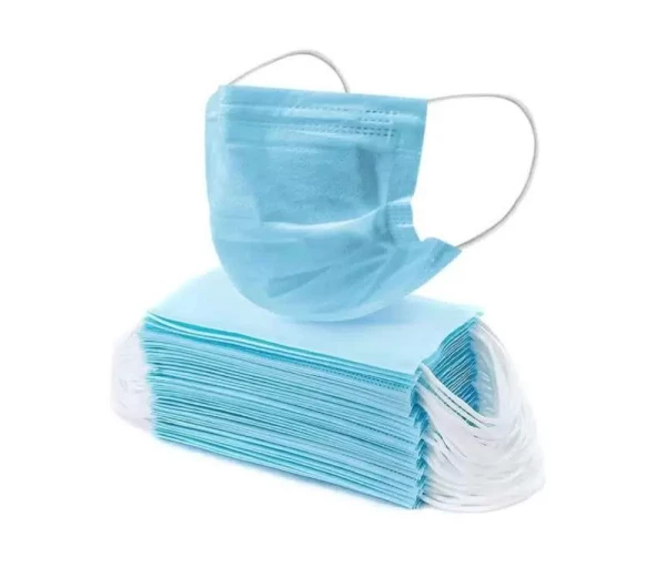 Маска медицинская 3-х слойная голубая в полиэтилен. упаковке  – СМП-Склад