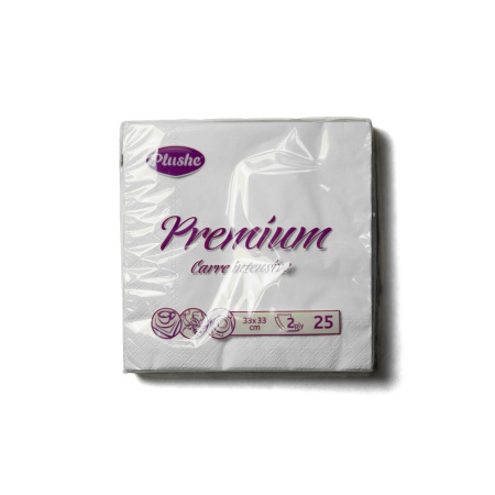 Салфетки бумажные 2сл 25л (33х33см) Plushe Premium Сarre Белый 