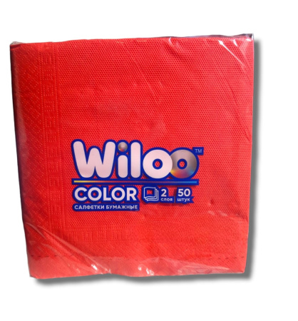 Салфетки бумажные 2сл 50л (33х33см) Wiloo Красный